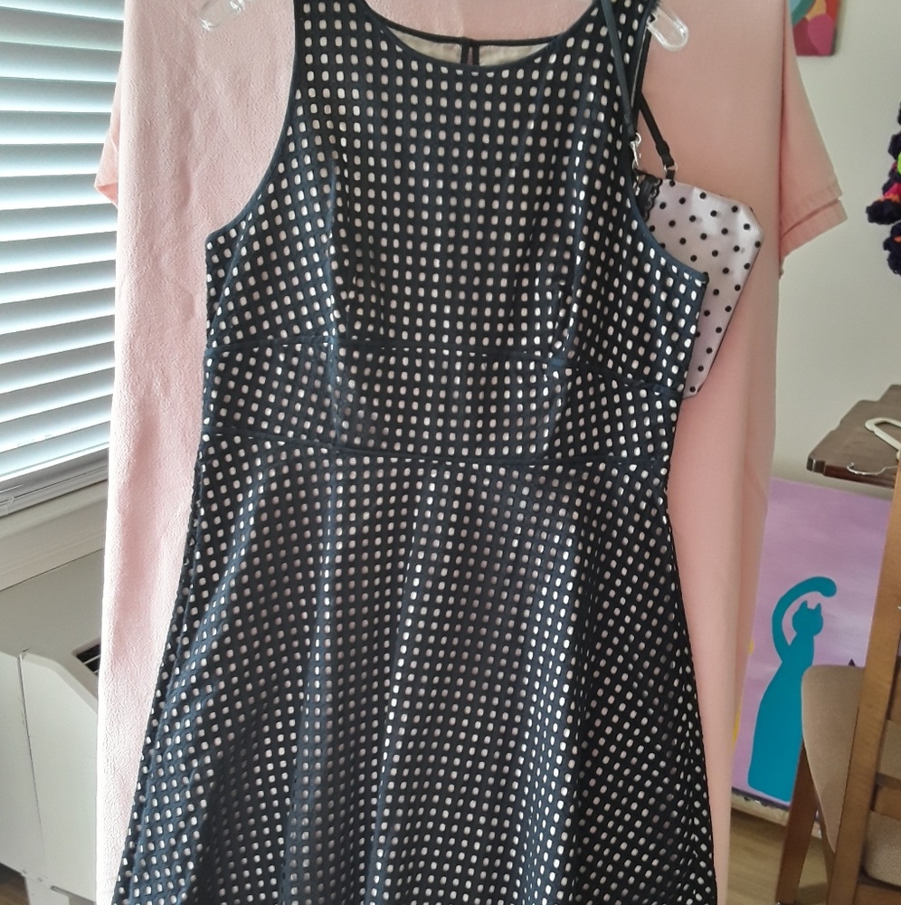 Black & Pink sleeveless lined and laced dress